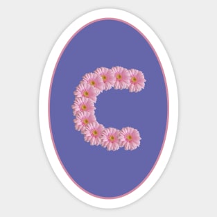 Letter C Pink Gerbera Daisy Monogram Sticker